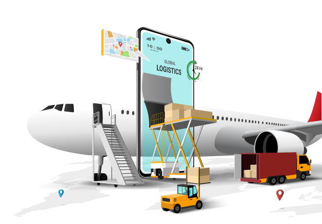 Cargo airplane delivering air freight shipment