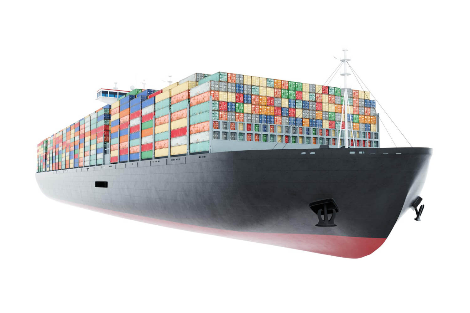 Large container ship carrying cargo at sea